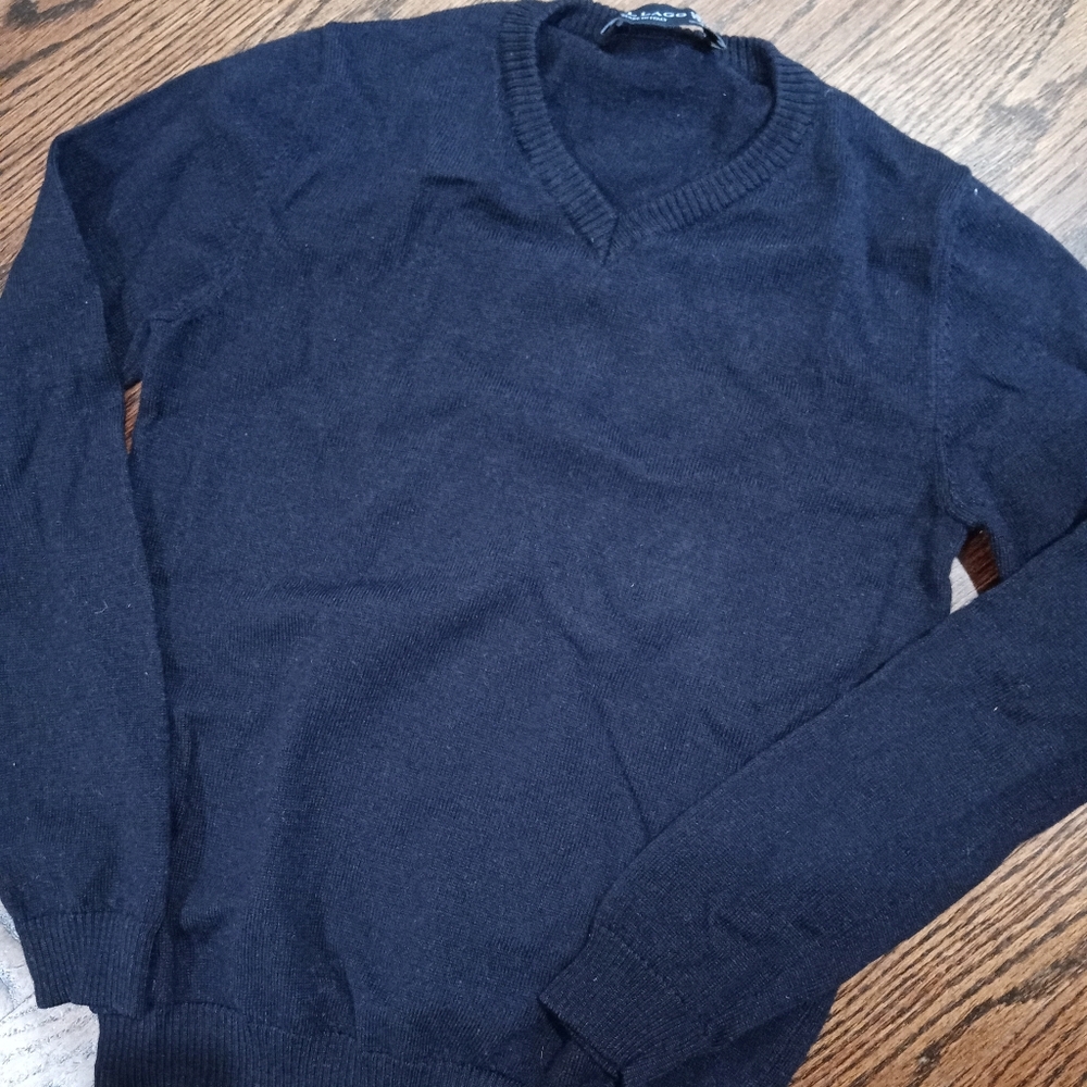 Dal Lago Boys V Neck Wool Navy Sweater